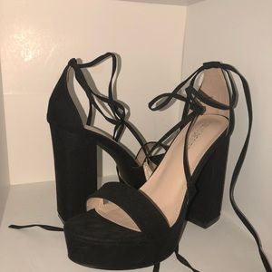Public Desire Lace Up Black Heels